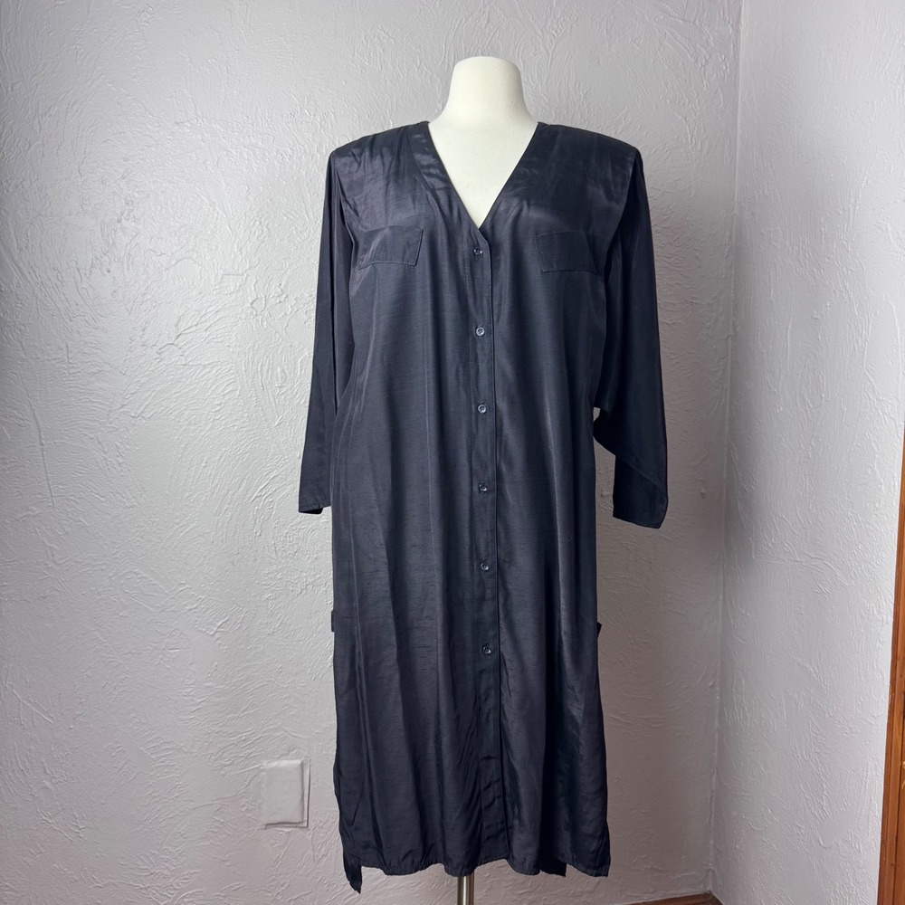 Vintage 80s black hairdresser smock beautician smock salon halloween costume